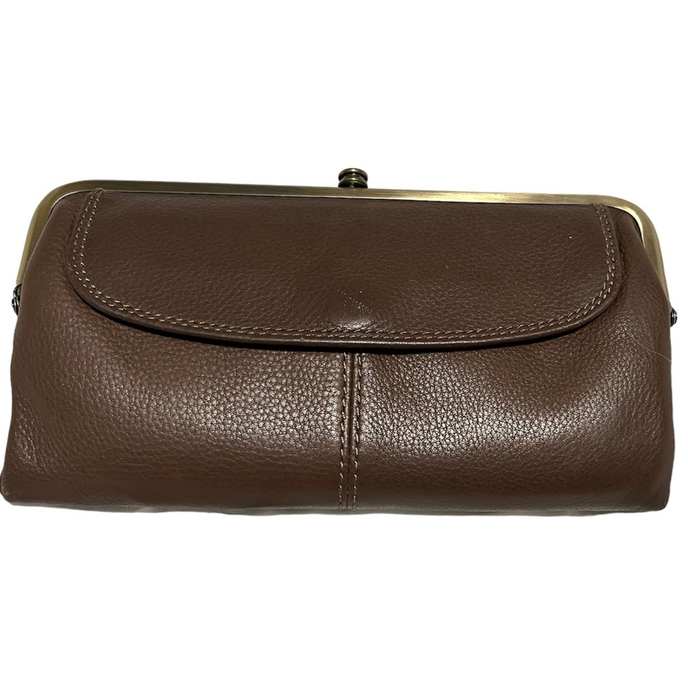 HOBO Brown Lauren Wallet Clutch Leather Floral Lining
